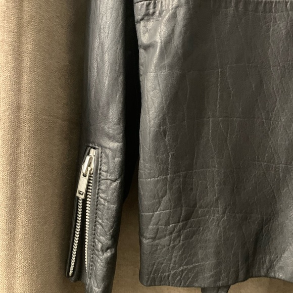 TopShop womens real leather black biker jacket - Picture 10 of 12